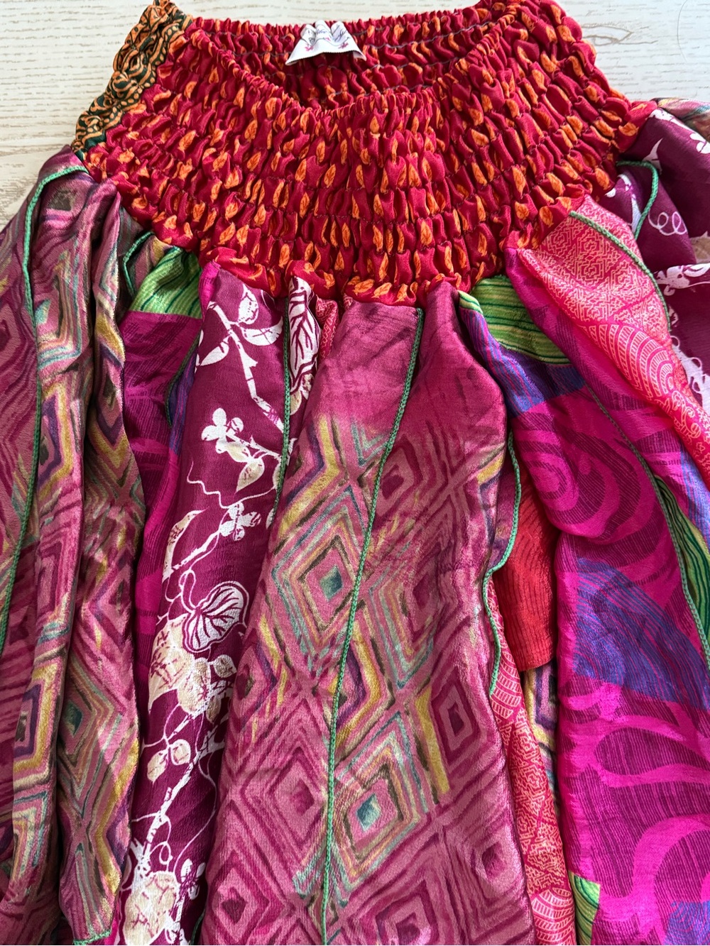Free size fits S-2xl Boho Handkerchief Hem Skirt – Pink Floral - Picture 4 of 6